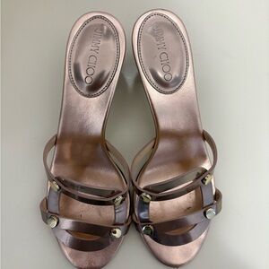 Jimmy Choo Metallic Bronze Heeled Sandals